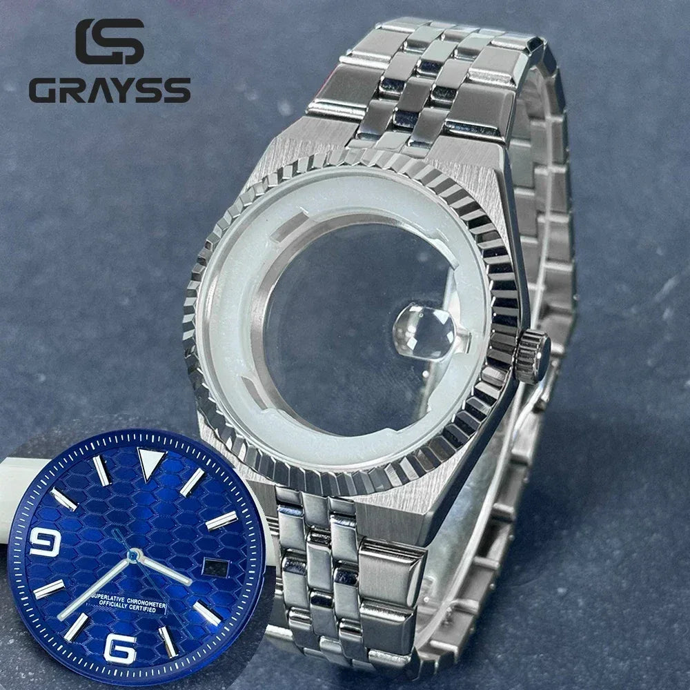 40mm Land-Dweller Watch Case & Dial Kit | Fits NH35 Miyota 8215 | 316L Stainless Steel Automatic Mechanical Case | Custom Iced Out Watch Base | Caratix - CaratixJewelry